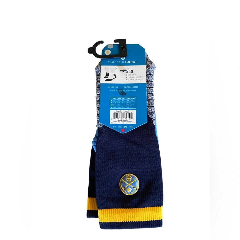 Stance 559 Fusion‎ Crew NBA Denver Nuggets Basketball Sock (Size M[6-8.5])